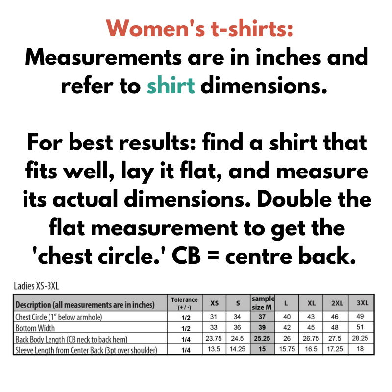 Size chart - women's t-shirts